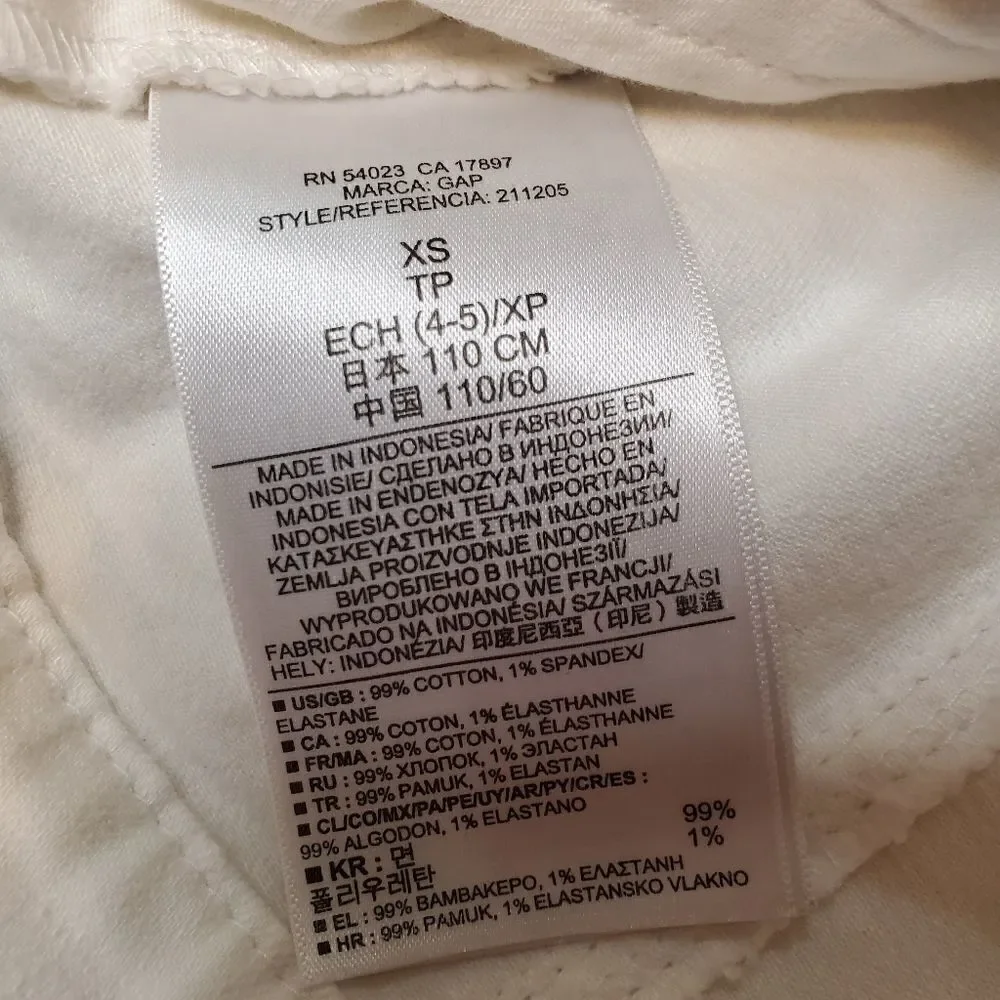 GAP KIDS White Denim Jacket - Sz. XS (4-5) Regular